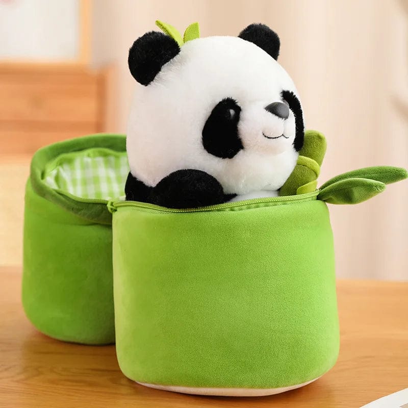 Peluche panda blanc avec son bambou