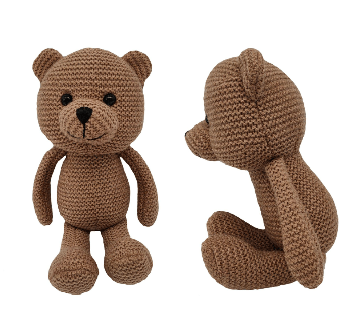 Peluche crochet ourson marron et blanc