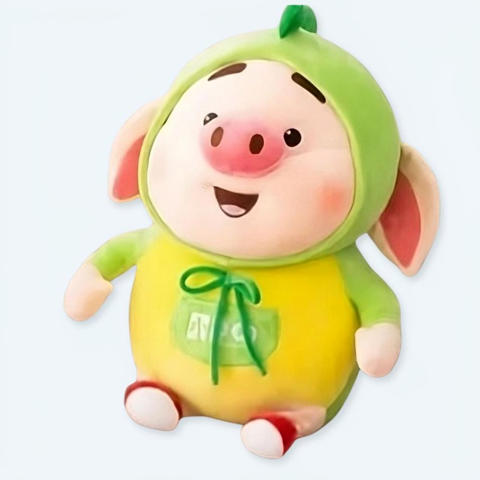 Peluche cochon vert kawaii douillet salon décoratif