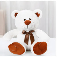 Peluche ours blanc doux hiver avec noeud élégant