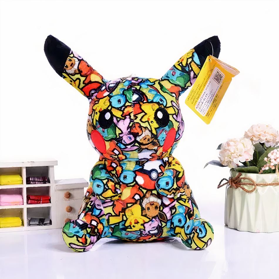Peluche Pikachu street art colorée chambre enfant déco