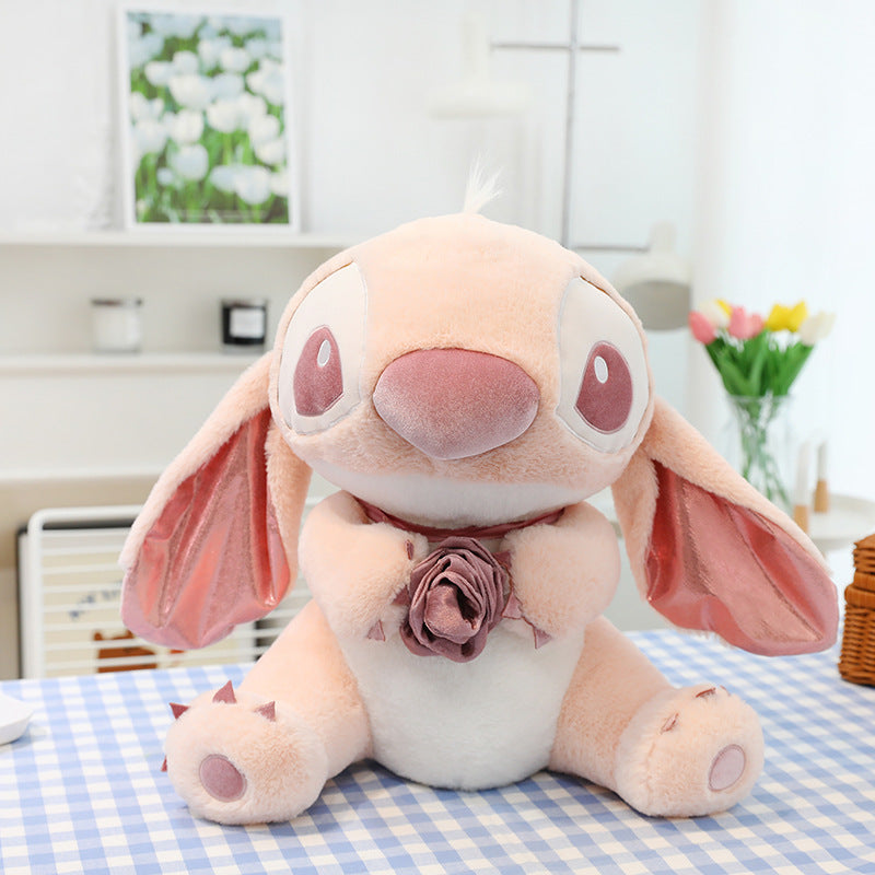 Peluche Stitch Angel rose douce et mignonne avec fleur