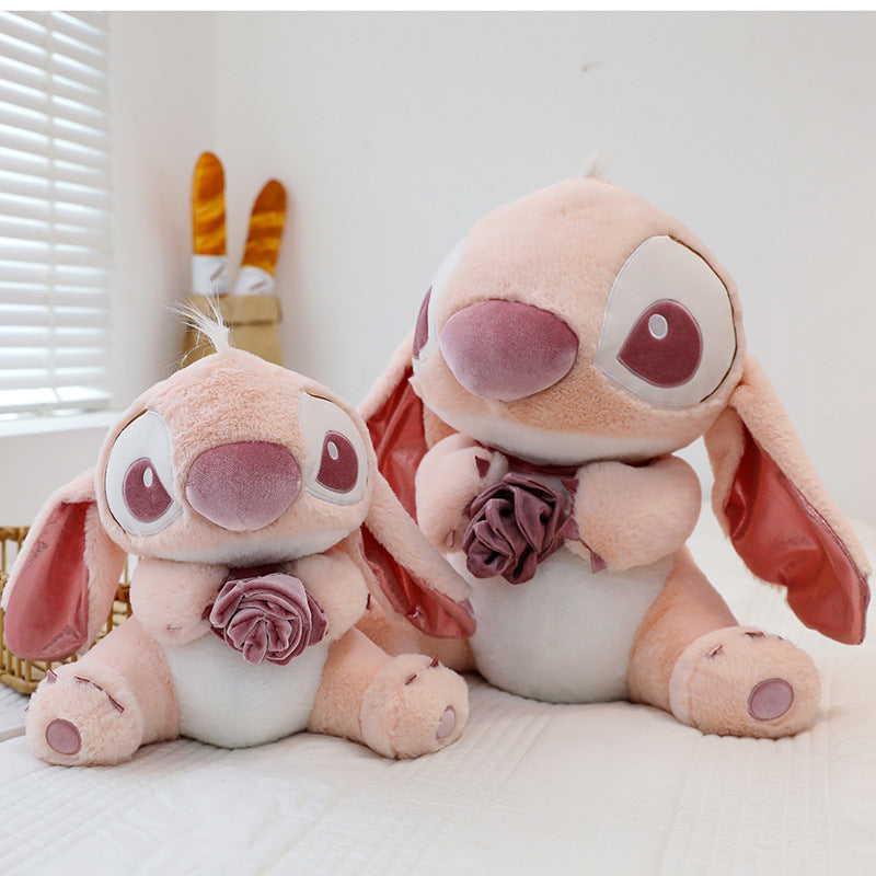 Peluche Stitch Angel rose douce et mignonne avec fleur