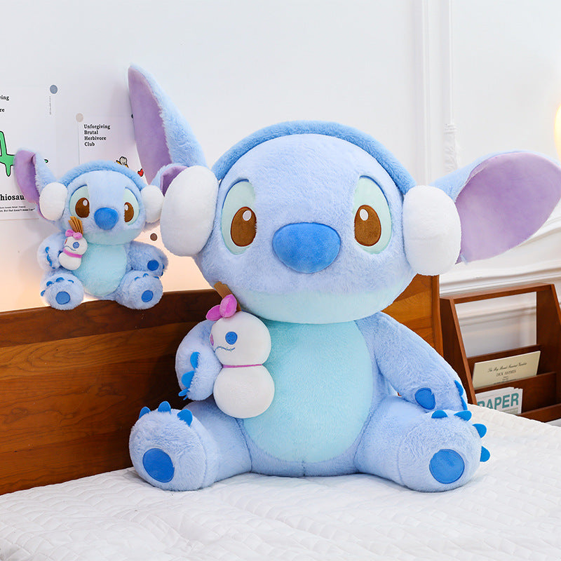 Peluche Stitch bleu avec son casque audio
