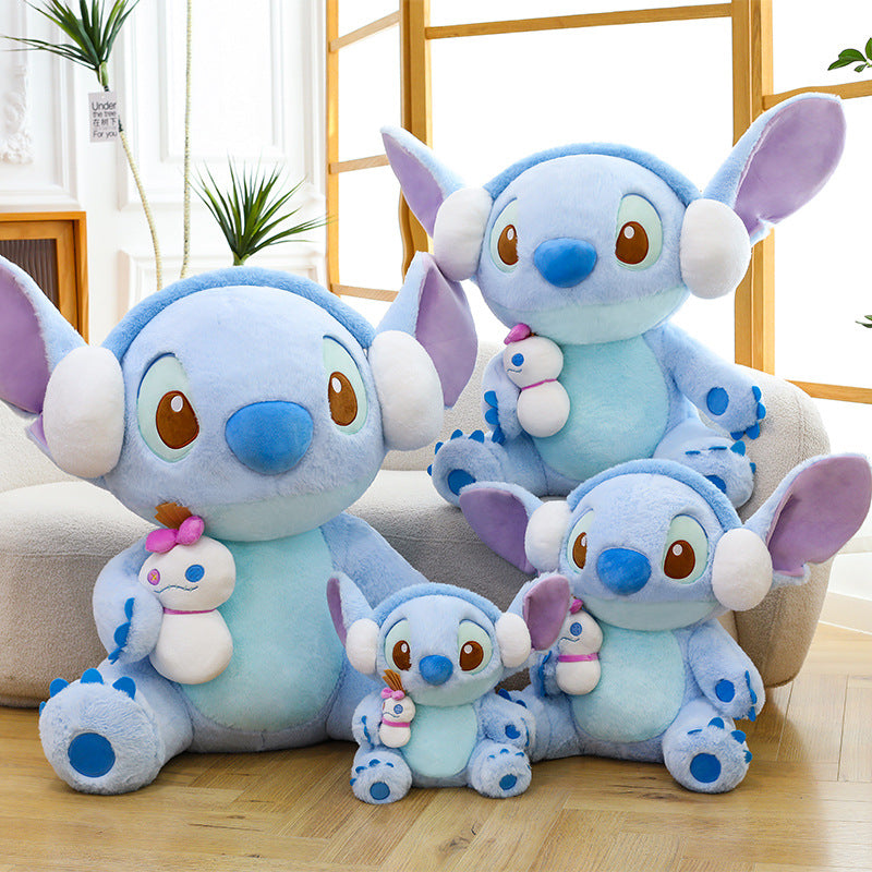 Peluche Stitch bleu avec son casque audio