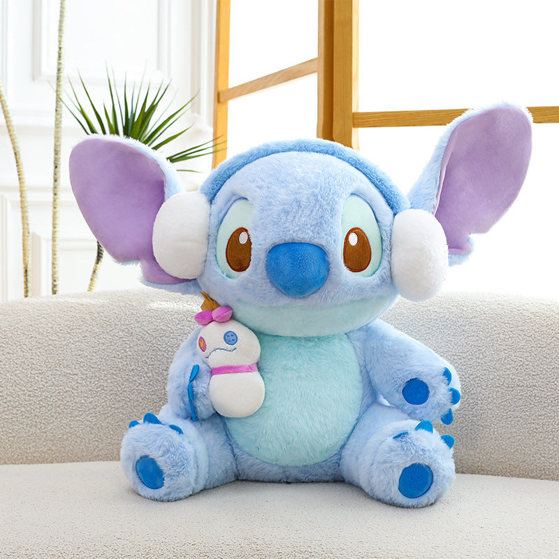 Peluche Stitch bleu avec son casque audio
