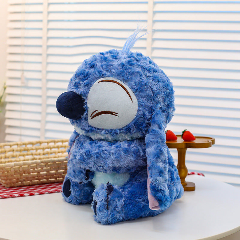 Peluche Stitch moelleuse bleu sourire endormi douce