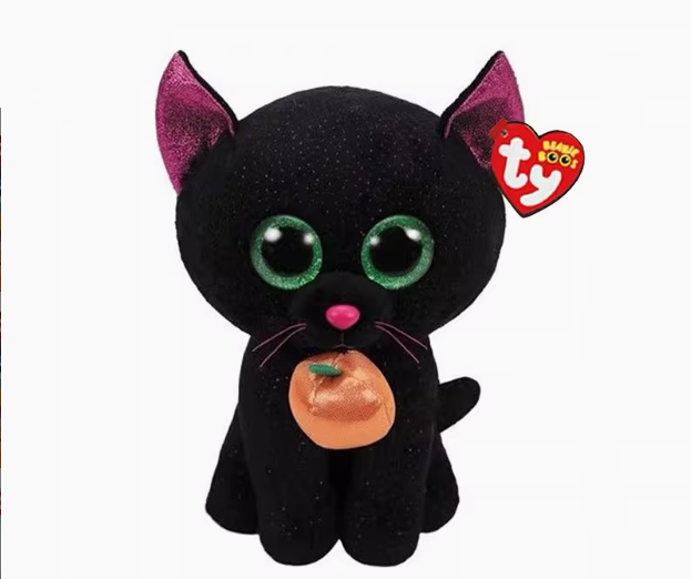Peluche chat noir doux Halloween enfant câlin spooky