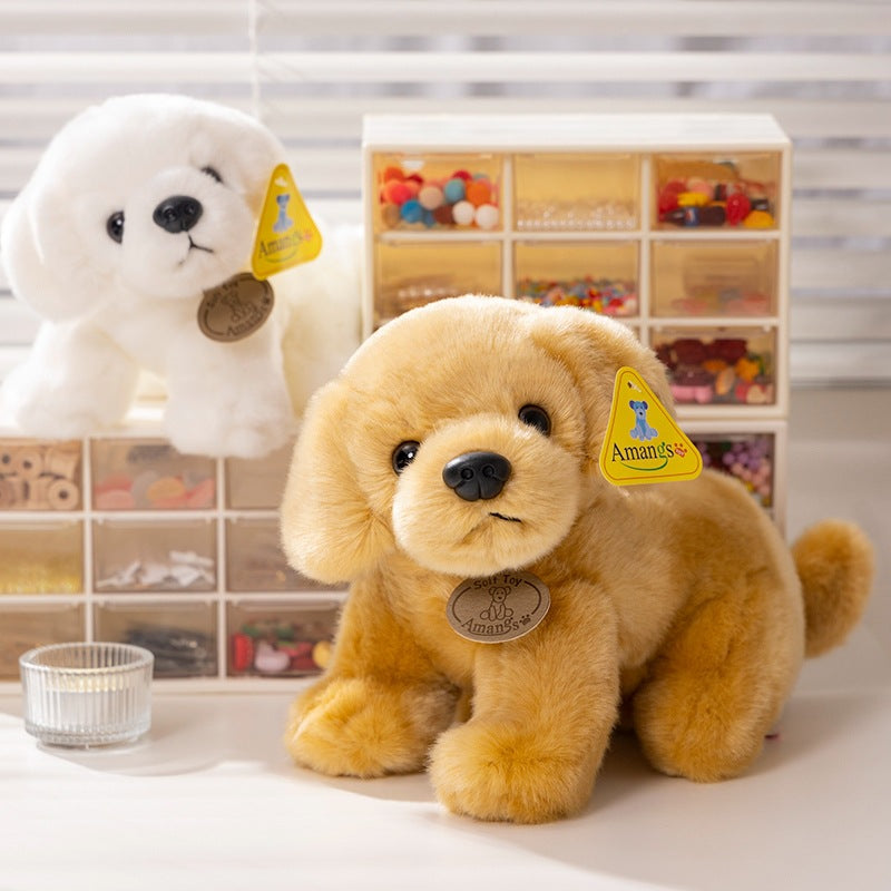 Peluche chien golden retriever blanc