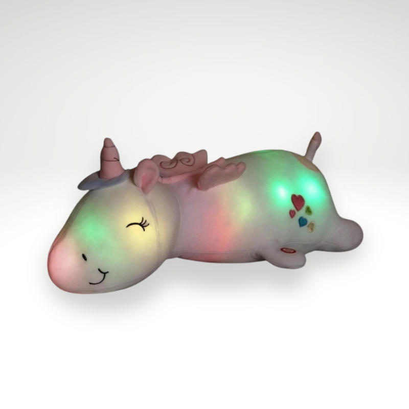 Peluche licorne blanche veilleuse lumineuse et magique
