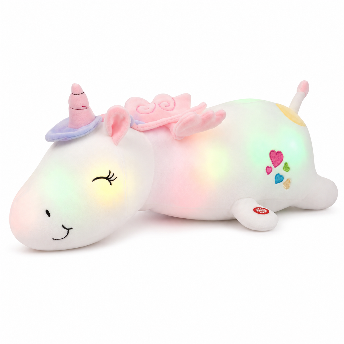 Peluche licorne blanche veilleuse lumineuse et magique