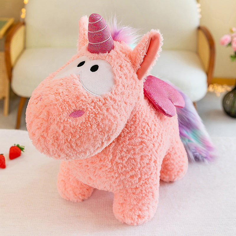 Peluche licorne coloré magique avec ailes pailletées