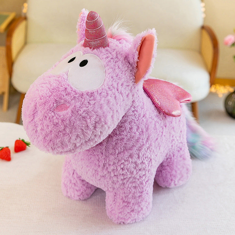 Peluche licorne coloré magique avec ailes pailletées