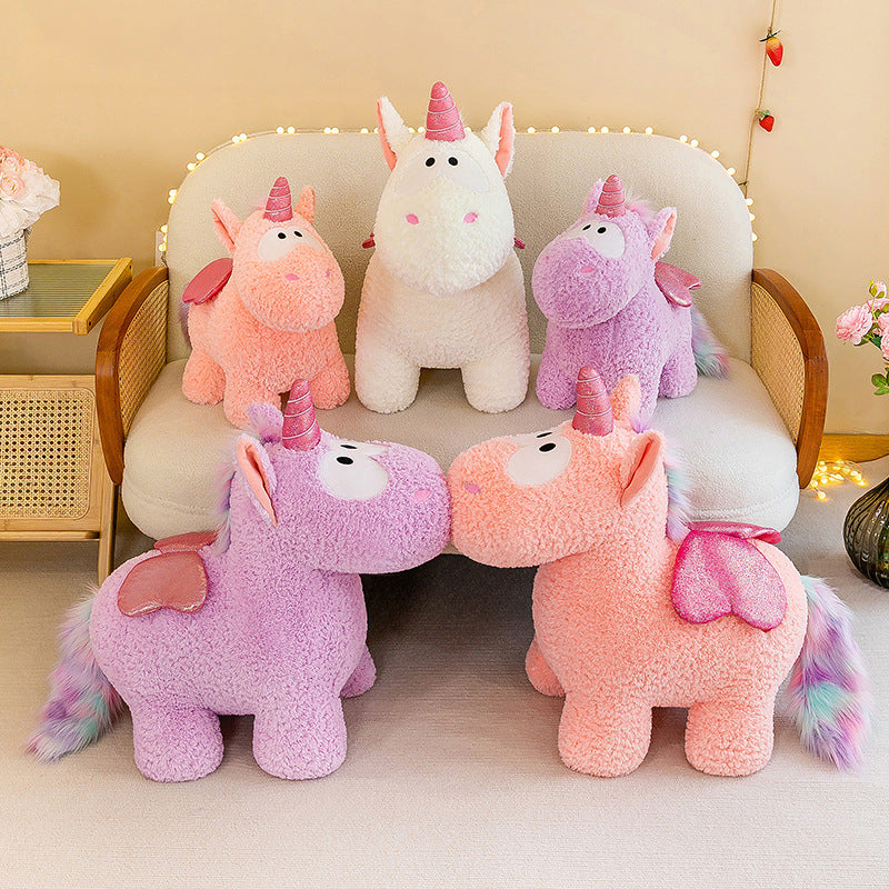 Peluche licorne coloré magique avec ailes pailletées