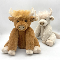 Peluche vache highland marron avec couronne de fleurs