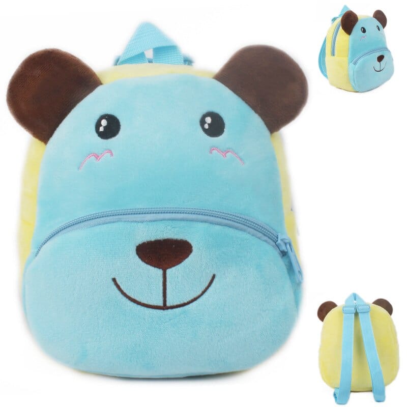 L'ours  bleu joyeux - sac à dos en peluche