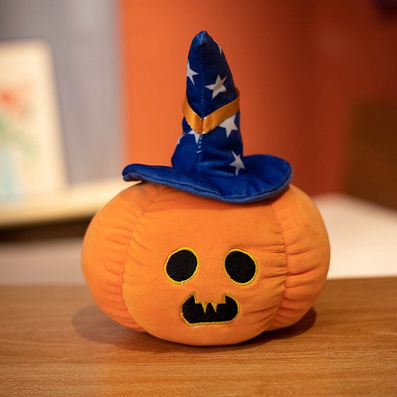 La citrouille de la peur - peluche d'halloween Moustache Bleu / 20cm