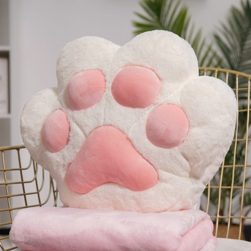 La patte de chat - peluche réchauffe main Blanc / Rose