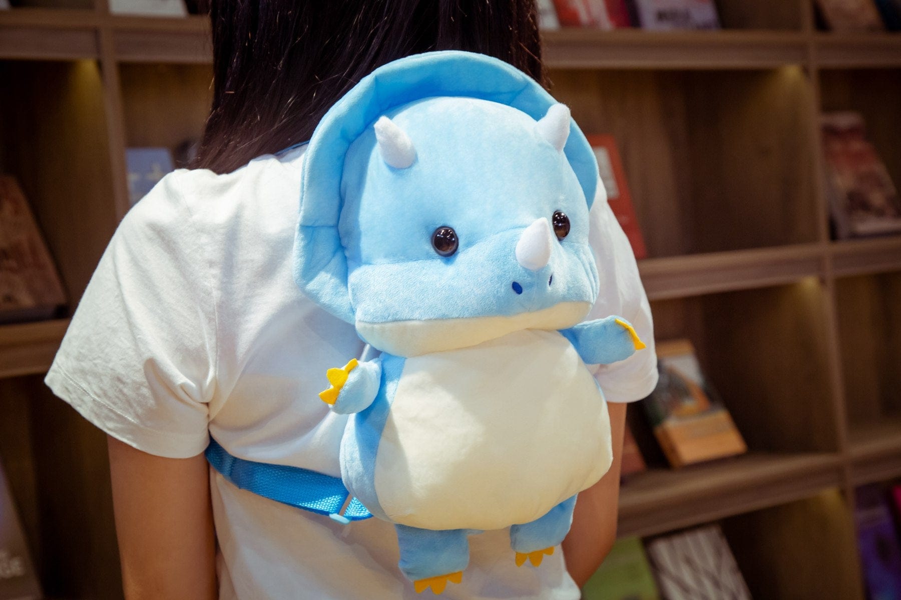 Le bébé dinosaure - sac à dos en peluche Bleu