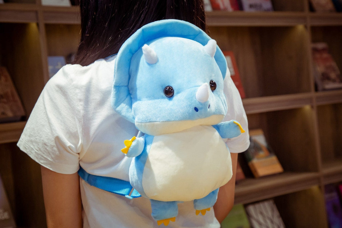 Le bébé dinosaure - sac à dos en peluche Bleu