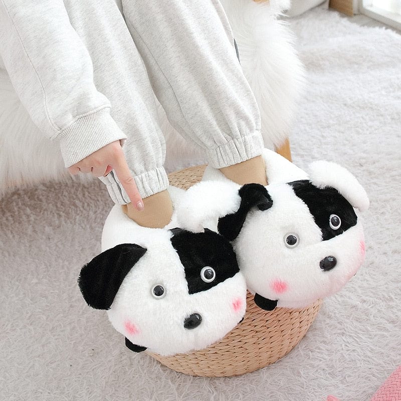 Le chien au poil doux - chausson en peluche