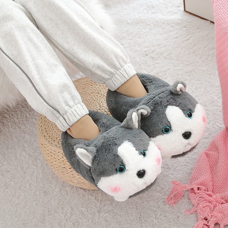 Le compagnon de marche husky - chausson en peluche