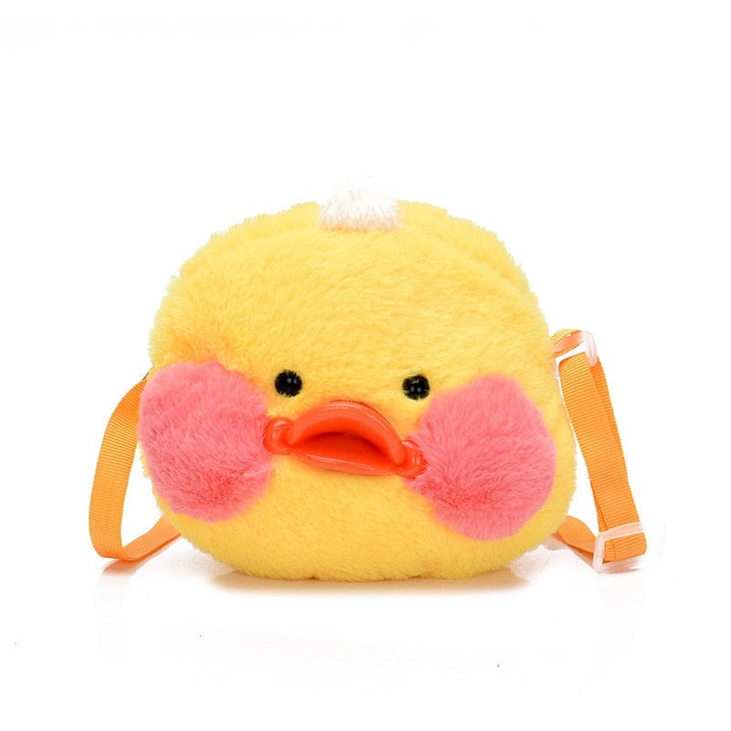 Le poussin de compagnie - sac à bandoulière en peluche Jaune aux joues roses