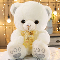 Ours en peluche coloré avec un petit nœud 35cm / Blanc