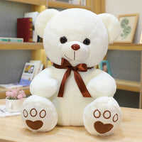 Ours en peluche coloré avec un petit nœud 35cm / Blanc nœud marron