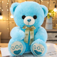 Ours en peluche coloré avec un petit nœud 35cm / Bleu