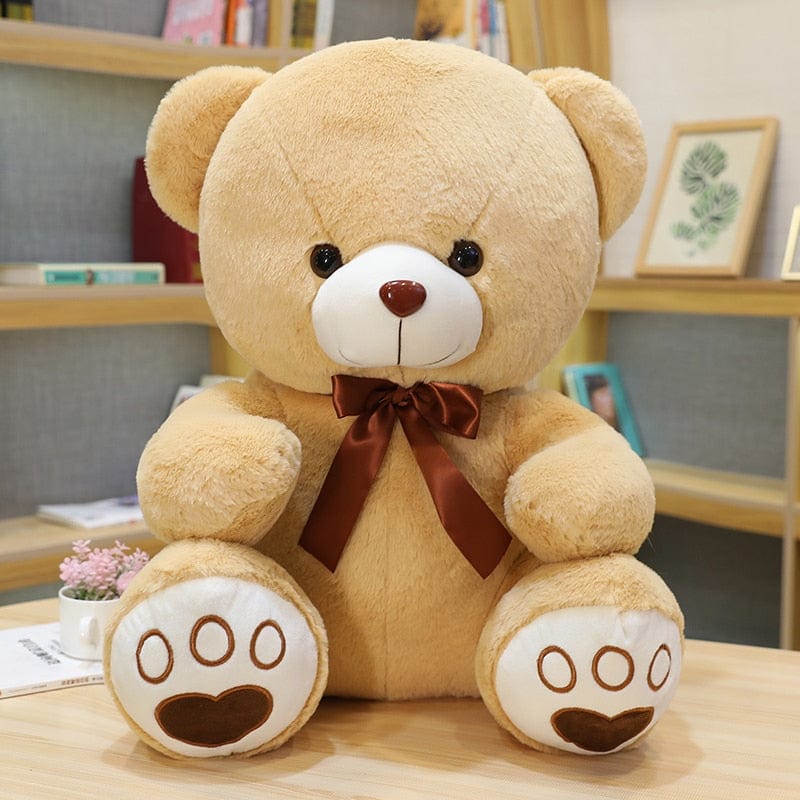 Ours en peluche coloré avec un petit nœud 35cm / Marron clair