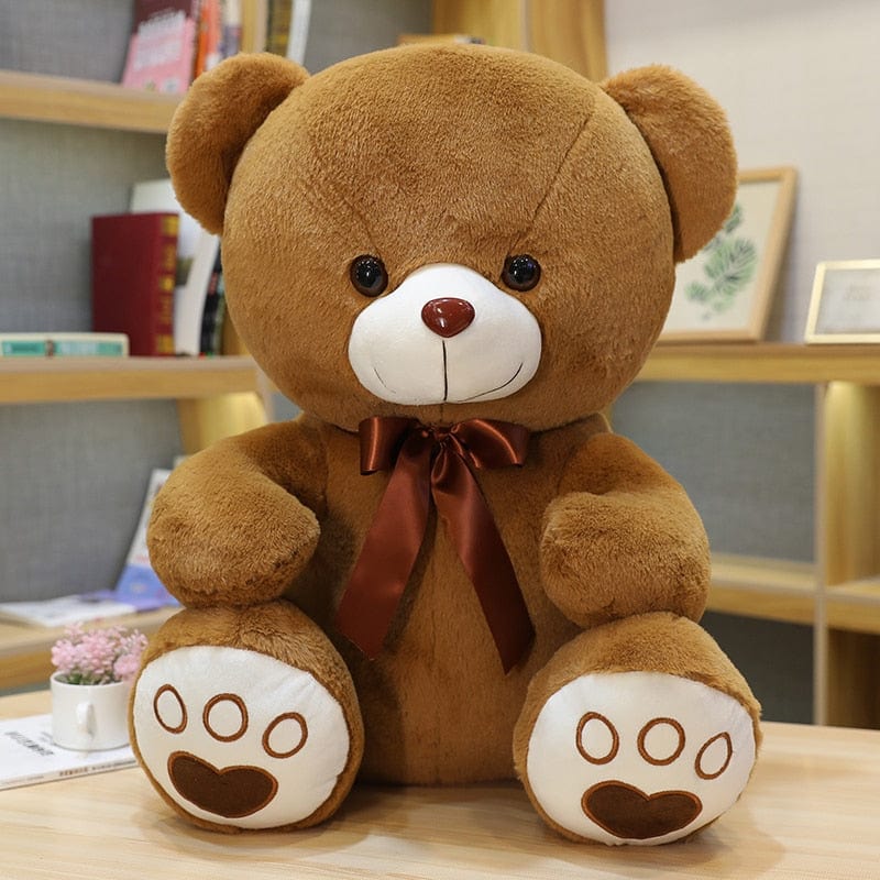 Ours en peluche coloré avec un petit nœud 35cm / Marron foncé