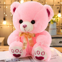 Ours en peluche coloré avec un petit nœud 35cm / Rose