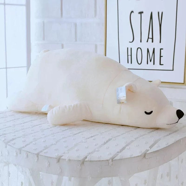 Ours en peluche géant blanc et habillé Sans pull / 35cm