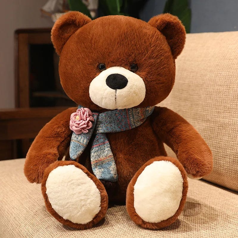 Ours en peluche géant brun avec son écharpe dark brown / 40cm