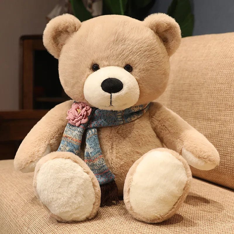 Ours en peluche géant brun avec son écharpe Marron clair / 40cm