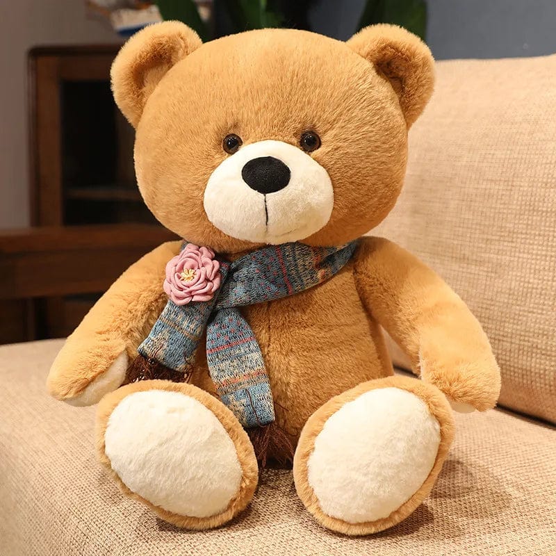 Ours en peluche géant brun avec son écharpe Sable / 40cm