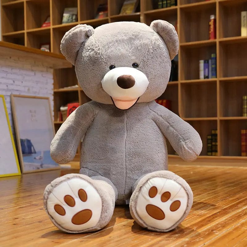 Ours en peluche géant coloré et souriant Gris / 100cm