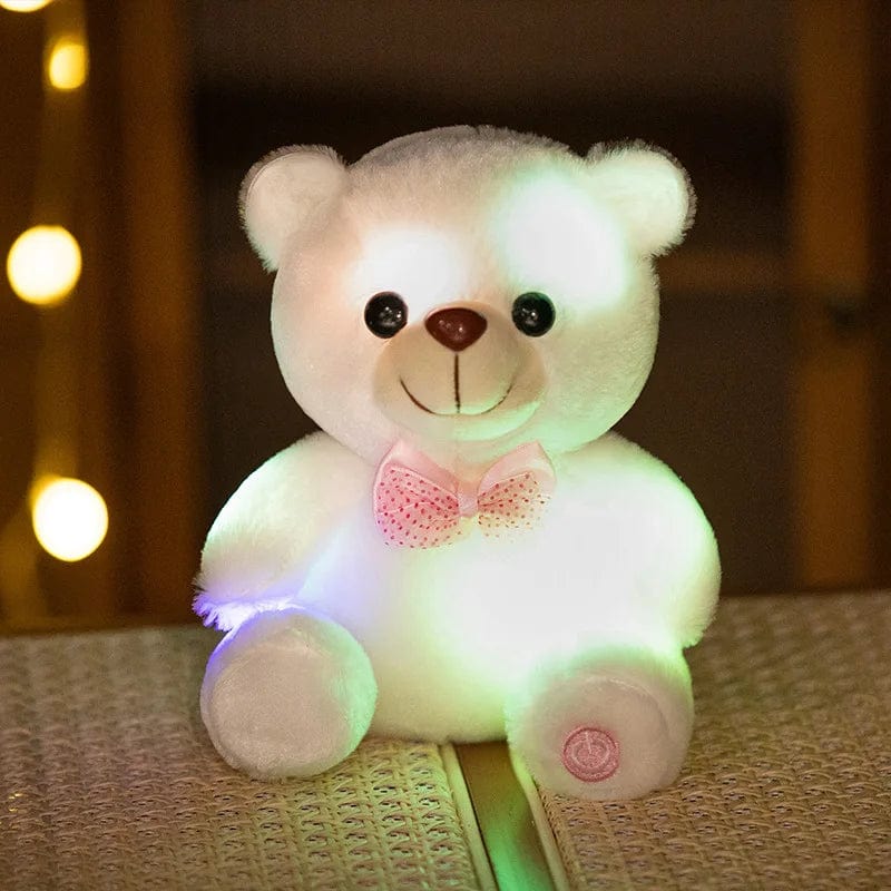 Ours en peluche lumineux avec un nœud de papillon Blanc / 20cm