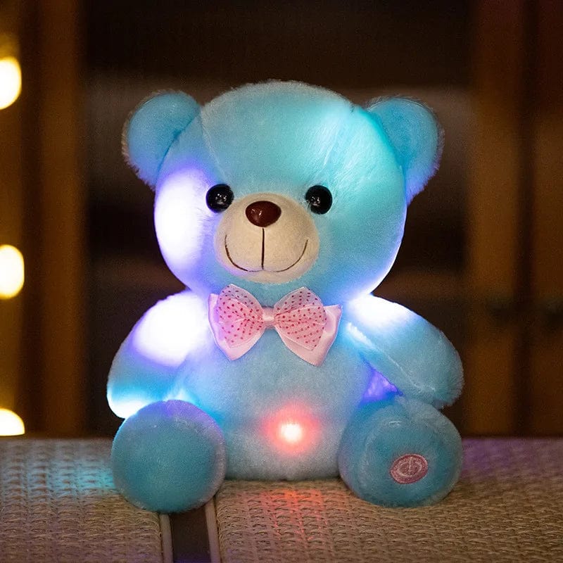Ours en peluche lumineux avec un nœud de papillon Bleu / 20cm