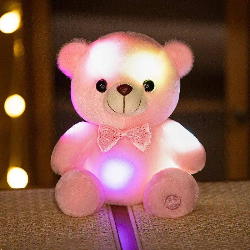Ours en peluche lumineux avec un nœud de papillon Rose / 20cm