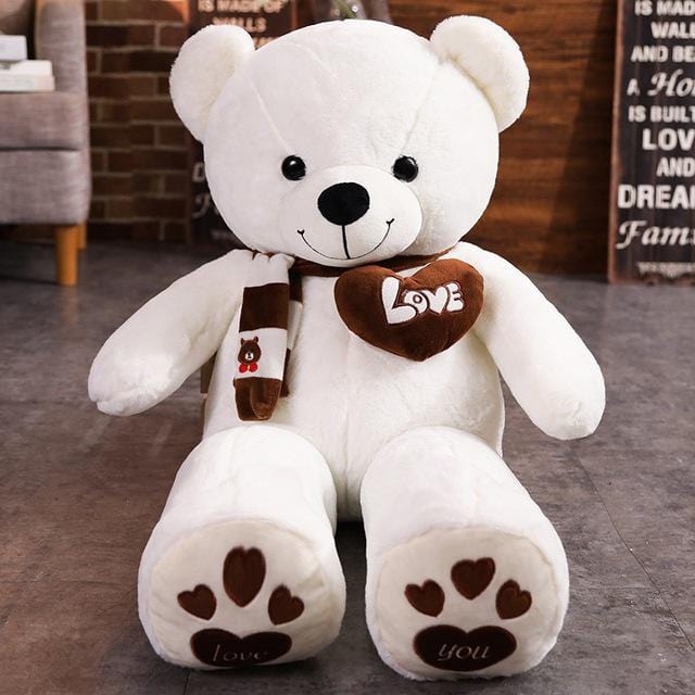Ours en peluche mignon avec un cœur 60cm / Blanc