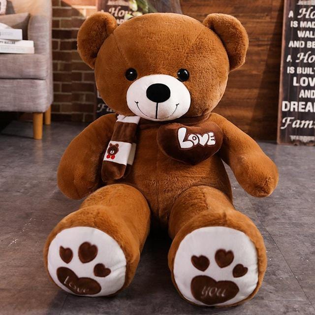 Ours en peluche mignon avec un cœur 60cm / Marron