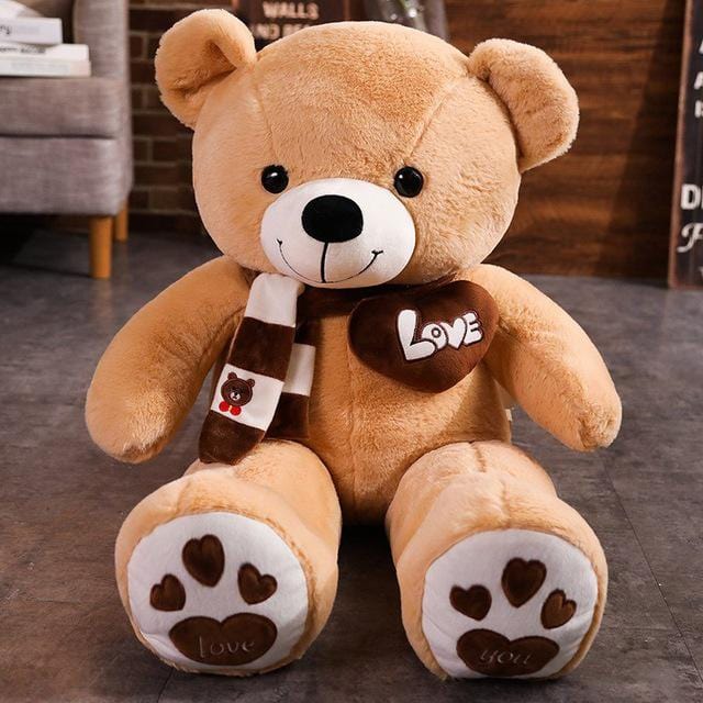 Ours en peluche mignon avec un cœur 60cm / Marron clair