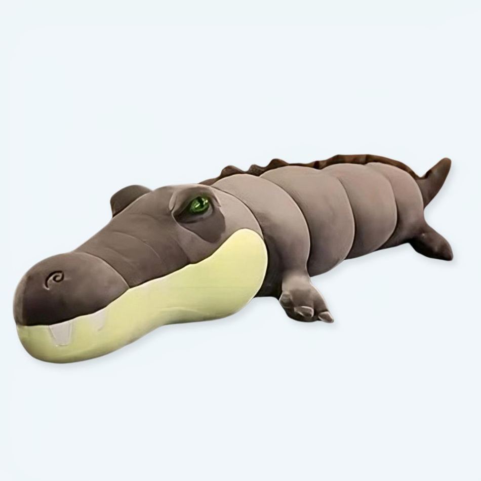 Peluche alligator gris géant doux jungle enfant câlin 100cm La compagnie de la peluche