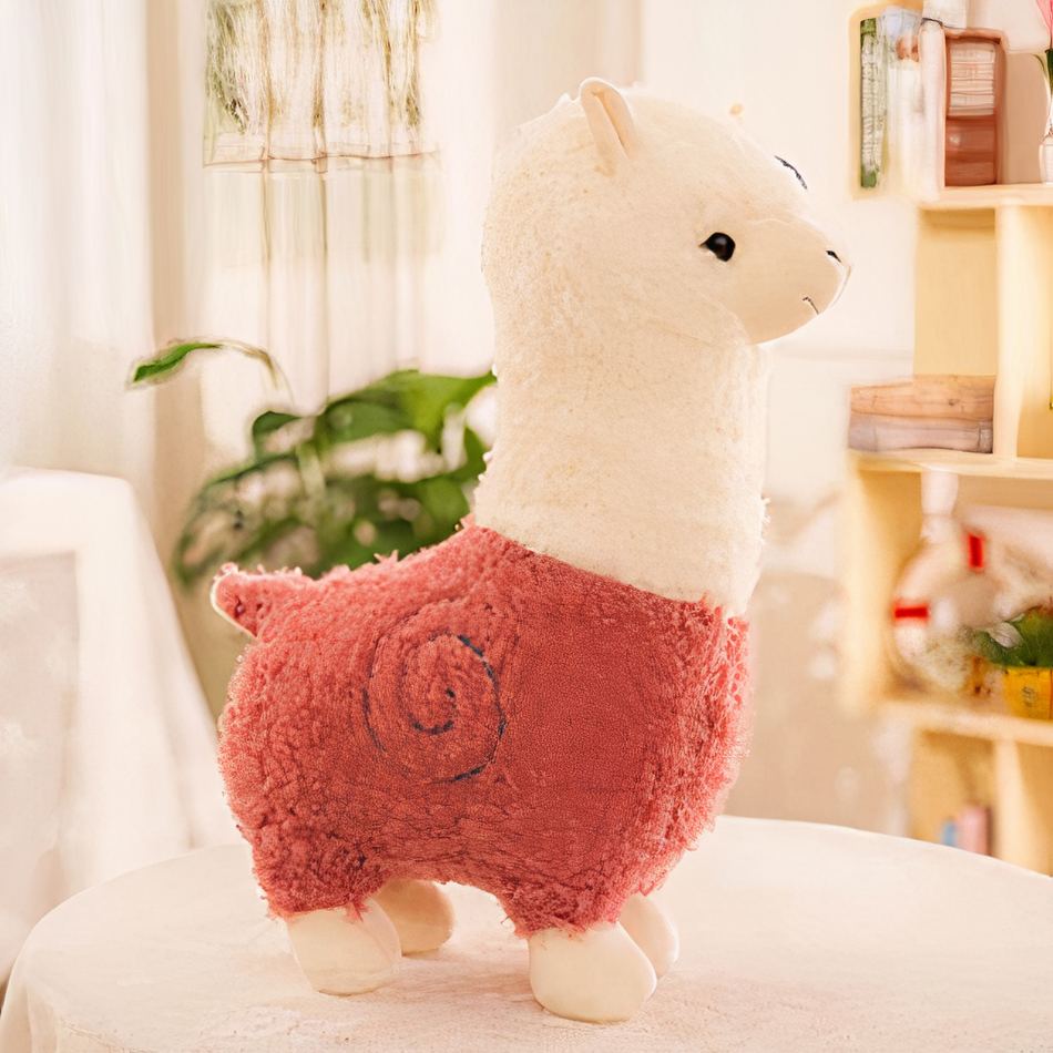 Peluche alpaga robe colorée doux et câlin enfant rose La compagnie de la peluche