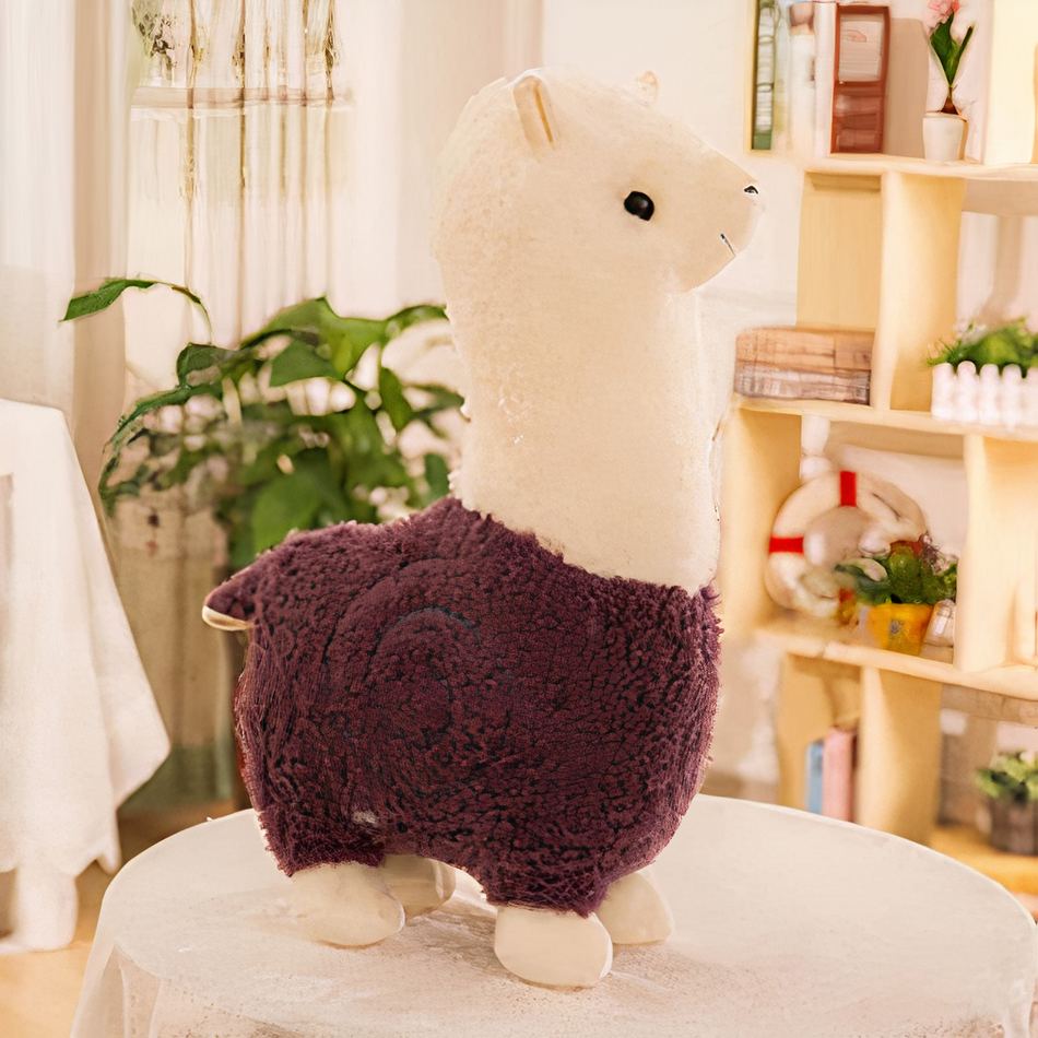 Peluche alpaga robe colorée doux et câlin enfant violet La compagnie de la peluche