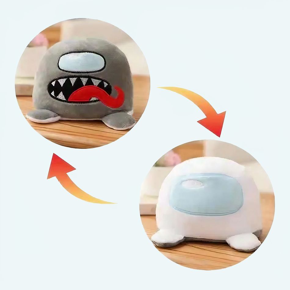 Peluche Among Us réversible gris blanc douce et amusante La compagnie de la peluche