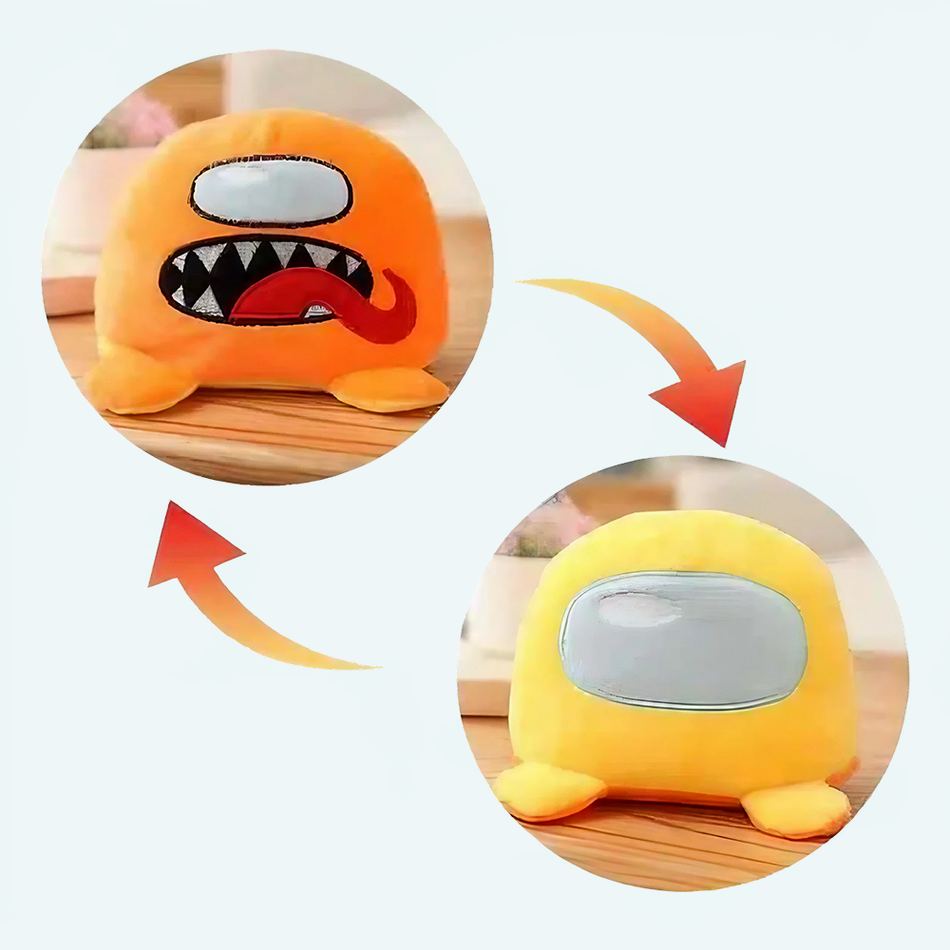 Peluche Among Us réversible orange jaune amusant doux La compagnie de la peluche