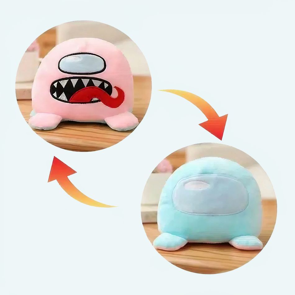 Peluche Among Us réversible rose turquoise douillette La compagnie de la peluche